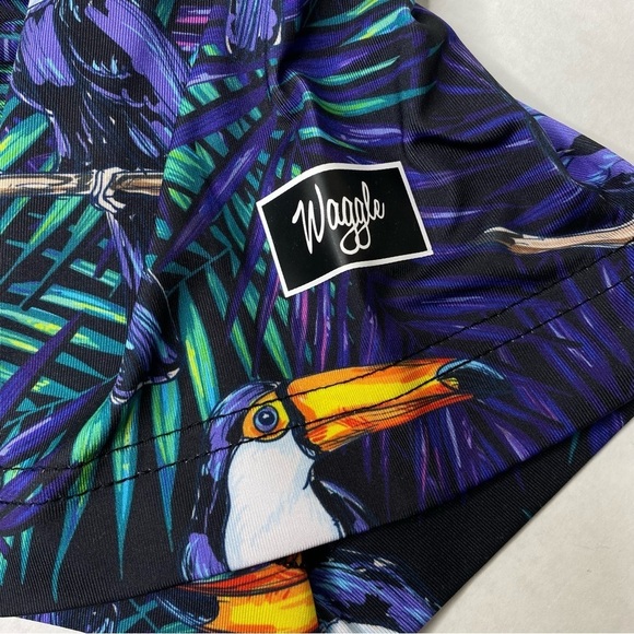 Waggle Tropical Toucan Palm Trees Golf Polo Shirt - Picture 4 of 6